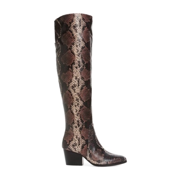 NEW Vince Camuto Nestel Snake Block Knee High Boots BLOCK HEEL MAUVE MULTI NIB - Picture 6 of 13